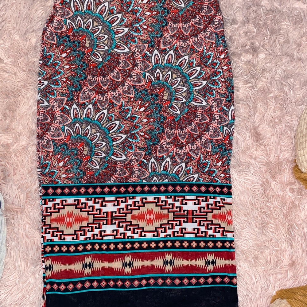 Tribal Print Midi Skirt